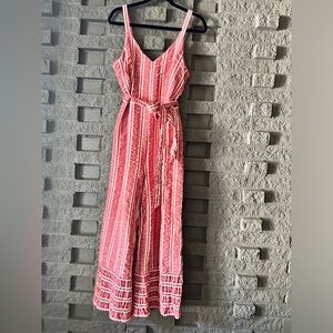 Anthropologie attitwa red striped jumpsuit
